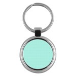 Tiffany Aqua Blue Candy Hearts on White Key Chains (Round)  Front