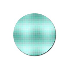 Tiffany Aqua Blue Candy Hearts On White Rubber Coaster (round)  by PodArtist