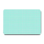 Tiffany Aqua Blue Candy Hearts on White Small Doormat  24 x16  Door Mat