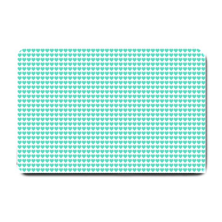 Tiffany Aqua Blue Candy Hearts on White Small Doormat 