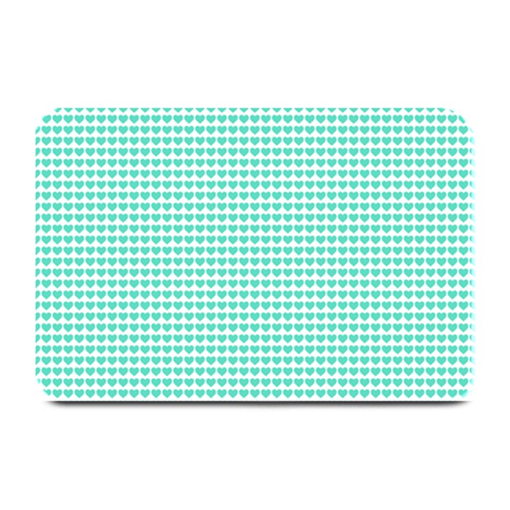 Tiffany Aqua Blue Candy Hearts on White Plate Mats