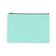 Tiffany Aqua Blue Candy Hearts On White Cosmetic Bag (large) 