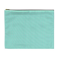 Tiffany Aqua Blue Candy Hearts On White Cosmetic Bag (xl) by PodArtist