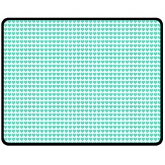 Tiffany Aqua Blue Candy Hearts On White Fleece Blanket (medium)  by PodArtist