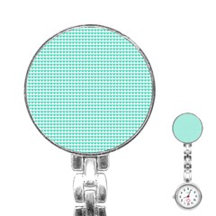 Tiffany Aqua Blue Candy Hearts On White Stainless Steel Nurses Watch by PodArtist