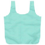 Tiffany Aqua Blue Candy Hearts on White Full Print Recycle Bags (L)  Front