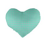 Tiffany Aqua Blue Candy Hearts on White Standard 16  Premium Flano Heart Shape Cushions Back