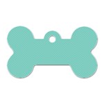 Tiffany Aqua Blue Puffy Quilted Pattern Dog Tag Bone (Two Sides) Front