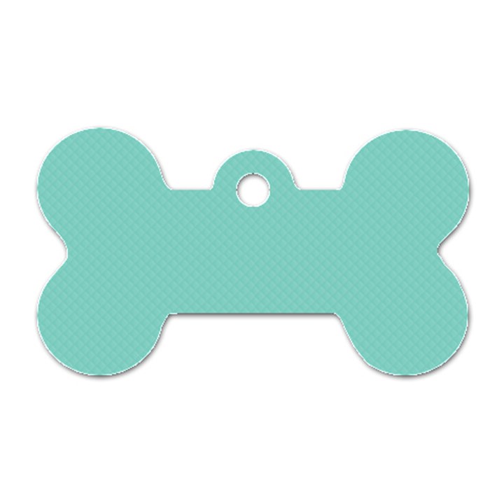 Tiffany Aqua Blue Puffy Quilted Pattern Dog Tag Bone (Two Sides)