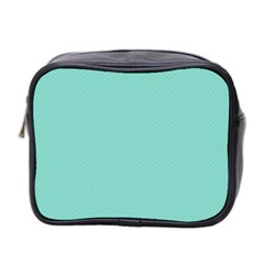 Tiffany Aqua Blue Puffy Quilted Pattern Mini Toiletries Bag 2-side by PodArtist