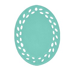 Tiffany Aqua Blue Puffy Quilted Pattern Ornament (oval Filigree) by PodArtist