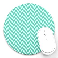 Tiffany Aqua Blue Chevron Zig Zag Round Mousepads by PodArtist