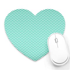 Tiffany Aqua Blue Chevron Zig Zag Heart Mousepads by PodArtist