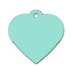 Tiffany Aqua Blue Chevron Zig Zag Dog Tag Heart (one Side) by PodArtist