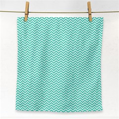 Tiffany Aqua Blue Chevron Zig Zag Face Towel by PodArtist