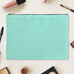 Tiffany Aqua Blue Chevron Zig Zag Cosmetic Bag (xl) by PodArtist