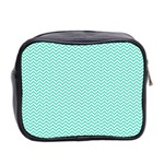 Tiffany Aqua Blue Chevron Zig Zag Mini Toiletries Bag 2-Side Back