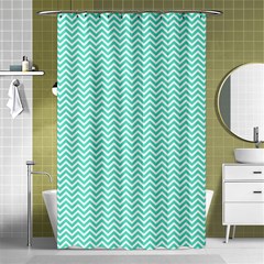 Tiffany Aqua Blue Chevron Zig Zag Shower Curtain 48  X 72  (small)  by PodArtist