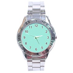 Tiffany Aqua Blue Chevron Zig Zag Stainless Steel Analogue Watch by PodArtist