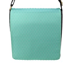 Tiffany Aqua Blue Chevron Zig Zag Flap Messenger Bag (l)  by PodArtist