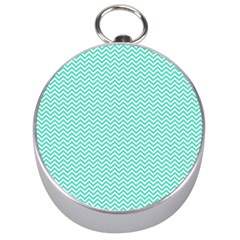 Tiffany Aqua Blue Chevron Zig Zag Silver Compasses by PodArtist