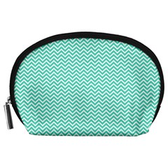 Tiffany Aqua Blue Chevron Zig Zag Accessory Pouches (large)  by PodArtist