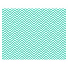 Tiffany Aqua Blue Chevron Zig Zag Double Sided Flano Blanket (medium)  by PodArtist