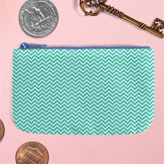 Tiffany Aqua Blue Chevron Zig Zag Large Coin Purse by PodArtist