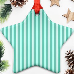 Classy Tiffany Aqua Blue Sailor Stripes Ornament (star) by PodArtist