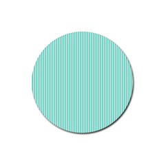 Classy Tiffany Aqua Blue Sailor Stripes Rubber Coaster (round)  by PodArtist