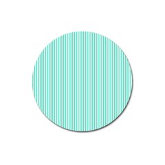 Classy Tiffany Aqua Blue Sailor Stripes Magnet 3  (round) by PodArtist