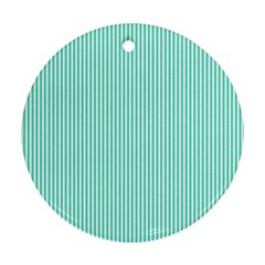 Classy Tiffany Aqua Blue Sailor Stripes Round Ornament (two Sides) by PodArtist