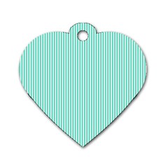 Classy Tiffany Aqua Blue Sailor Stripes Dog Tag Heart (one Side) by PodArtist