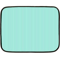 Classy Tiffany Aqua Blue Sailor Stripes Double Sided Fleece Blanket (mini)  by PodArtist