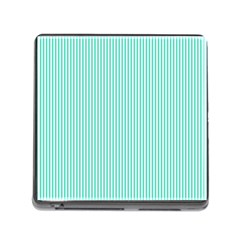 Classy Tiffany Aqua Blue Sailor Stripes Memory Card Reader (square) by PodArtist