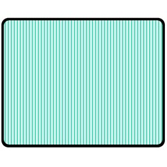 Classy Tiffany Aqua Blue Sailor Stripes Fleece Blanket (medium)  by PodArtist