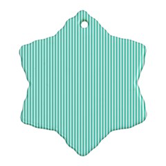 Classy Tiffany Aqua Blue Sailor Stripes Ornament (snowflake) by PodArtist