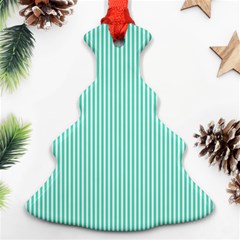 Classy Tiffany Aqua Blue Sailor Stripes Ornament (christmas Tree)  by PodArtist