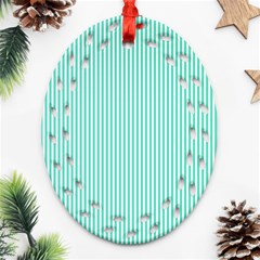 Classy Tiffany Aqua Blue Sailor Stripes Ornament (oval Filigree) by PodArtist