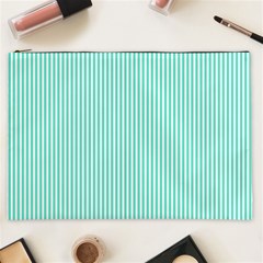 Classy Tiffany Aqua Blue Sailor Stripes Cosmetic Bag (xxl)  by PodArtist