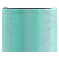 Classy Tiffany Aqua Blue Sailor Stripes Cosmetic Bag (xxxl)  by PodArtist