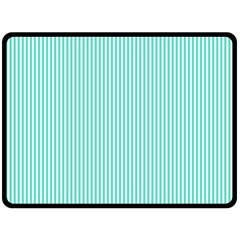 Classy Tiffany Aqua Blue Sailor Stripes Double Sided Fleece Blanket (large)  by PodArtist