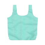 Classy Tiffany Aqua Blue Sailor Stripes Full Print Recycle Bags (M)  Front