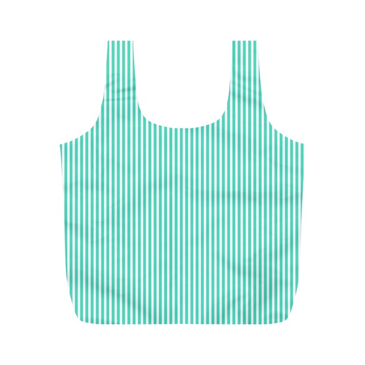 Classy Tiffany Aqua Blue Sailor Stripes Full Print Recycle Bags (M) 