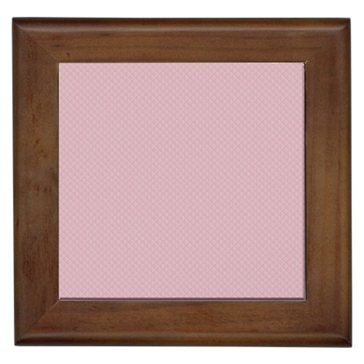 Baby Pink Stitched and Quilted Pattern Framed Tiles