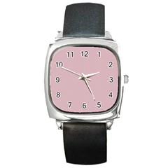 Baby Pink Stitched And Quilted Pattern Square Metal Watch by PodArtist