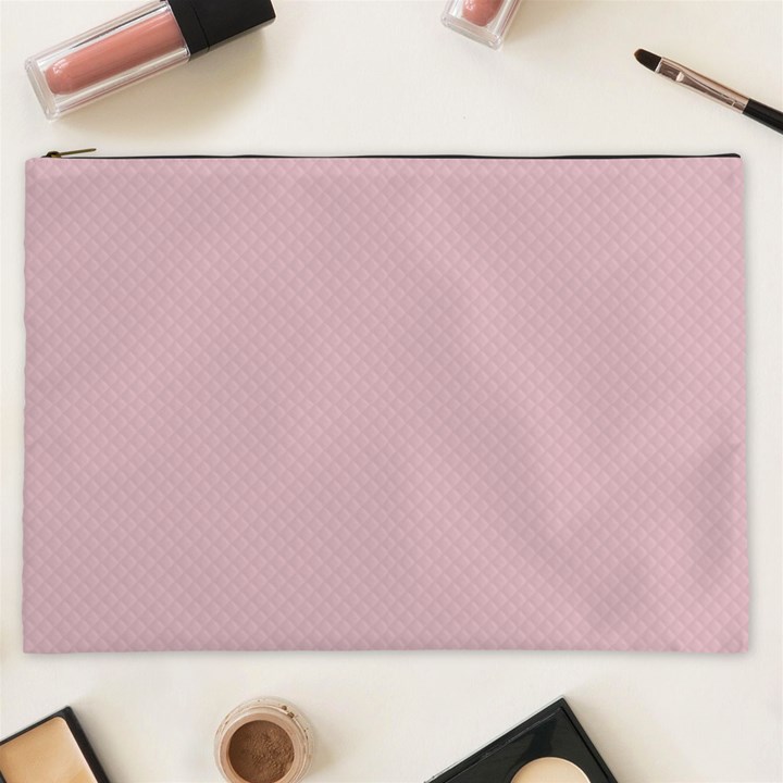 Baby Pink Stitched and Quilted Pattern Cosmetic Bag (XXL) 