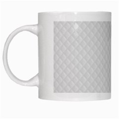 Bright White Stitched And Quilted Pattern White Mugs by PodArtist