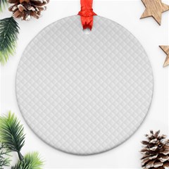 Bright White Stitched And Quilted Pattern Round Ornament (two Sides) by PodArtist