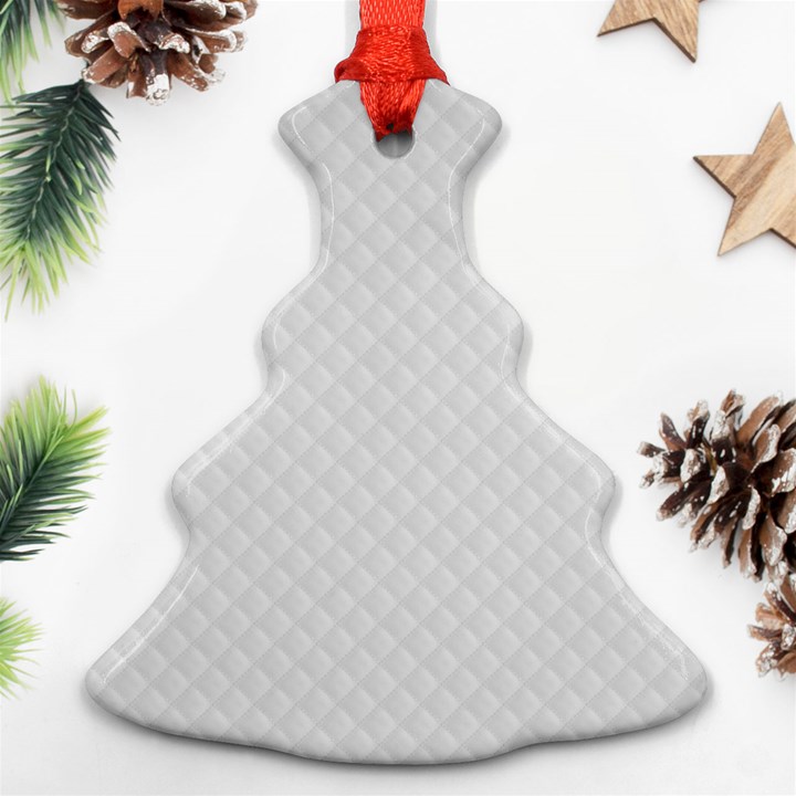 Bright White Stitched and Quilted Pattern Christmas Tree Ornament (Two Sides)